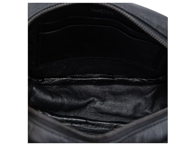 Saint Laurent Black Mini Croc Embossed Leather Blogger Camera Bag Schwarz - Ansicht 4