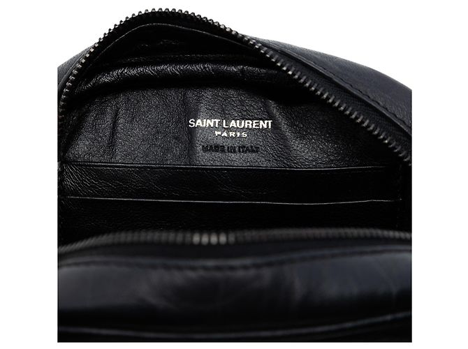 Saint Laurent Black Mini Croc Embossed Leather Blogger Camera Bag Schwarz - Ansicht 5