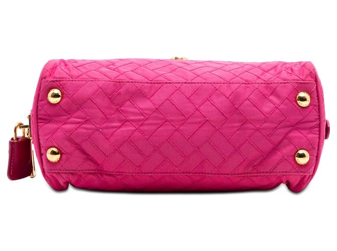 Prada Sac bandoulière en tissu matelassé rose avec chaîne - vue 3