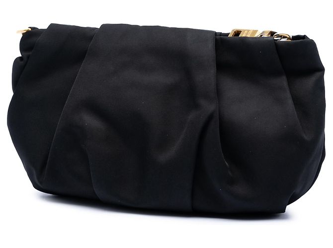 Bow Clutch da polso con fiocco in Tessuto nero Prada - vista 2