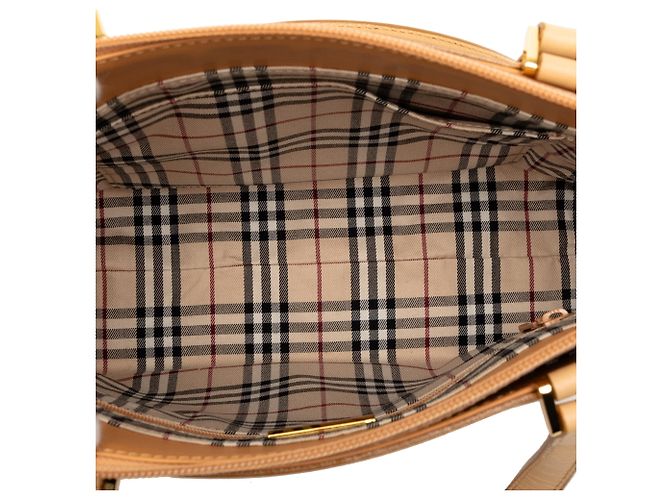 Tote in pelle marrone Burberry Caramello - vista 4