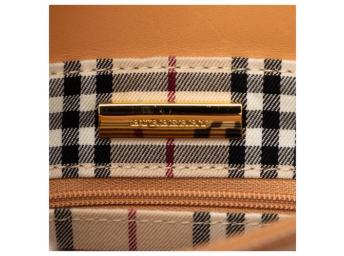 Tote in pelle marrone Burberry Caramello - vista 5