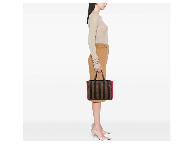 Fendi Brown Pequin Canvas Simply Shopping Tote Braun - Ansicht 6