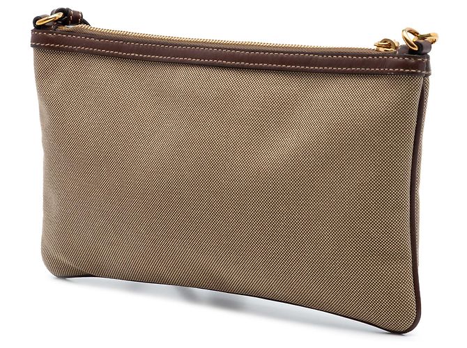 Borsa a Spalla Prada Beige Canvas Canapa Logo Bow - vista 2