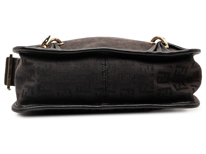 Fendi Marrone Piccolo Zucchino Canvas F Charm Crossbody Marrone scuro - vista 3