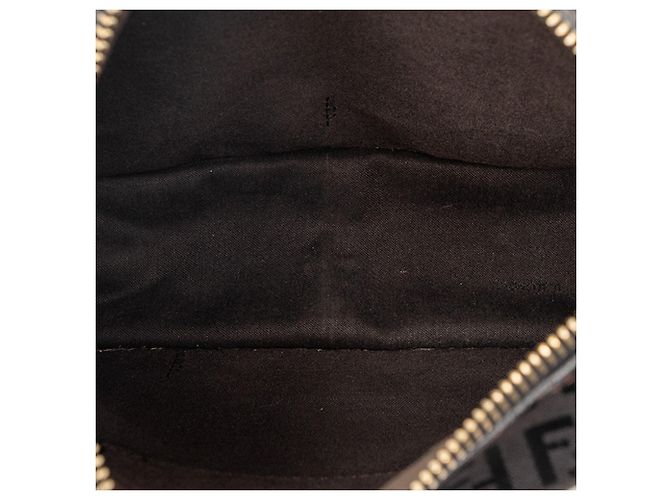 Fendi Marrone Piccolo Zucchino Canvas F Charm Crossbody Marrone scuro - vista 4