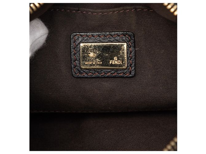 Fendi Marrone Piccolo Zucchino Canvas F Charm Crossbody Marrone scuro - vista 5