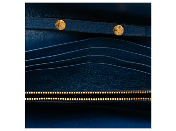 Portafoglio con catena Miu Miu Blue Bicolor in capra Madras Blu chiaro - vista 4