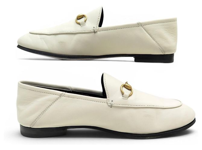 MOCASSINI GUCCI BIT 414998 PELLE CREMA 39.5 IT 40 FR Crudo - vista 2
