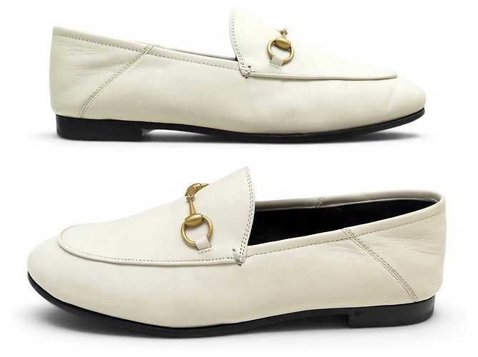 MOCASSINI GUCCI BIT 414998 PELLE CREMA 39.5 IT 40 FR Crudo - vista 3