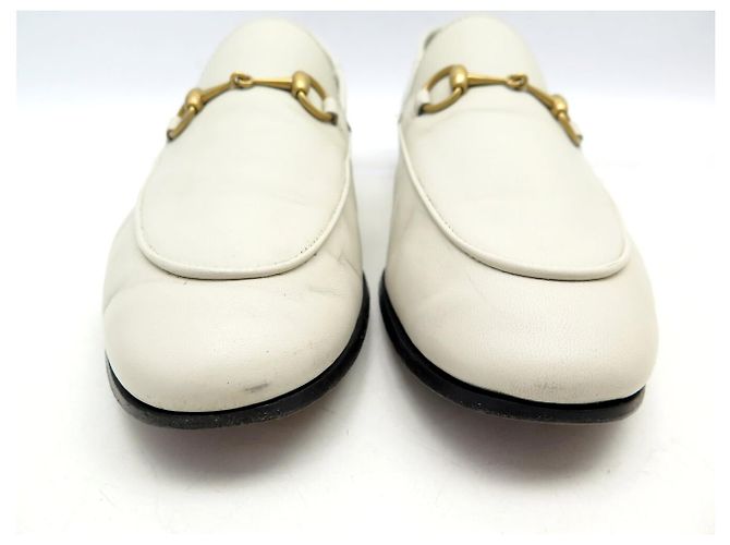 MOCASSINI GUCCI BIT 414998 PELLE CREMA 39.5 IT 40 FR Crudo - vista 4