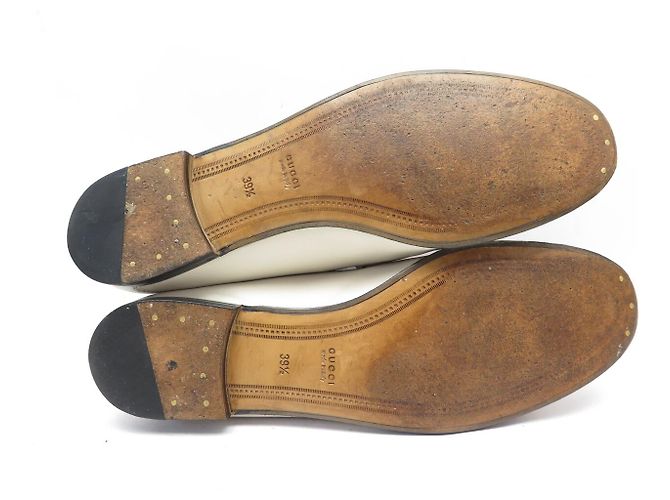 MOCASSINI GUCCI BIT 414998 PELLE CREMA 39.5 IT 40 FR Crudo - vista 6