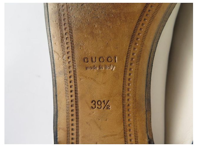 MOCASSINI GUCCI BIT 414998 PELLE CREMA 39.5 IT 40 FR Crudo - vista 7