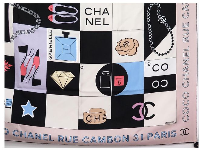 FULAR IN SETA CHANEL CC TIMELESS CAMBON CAMELIA COCO CARRÉ 90 Multicolore - vista 4