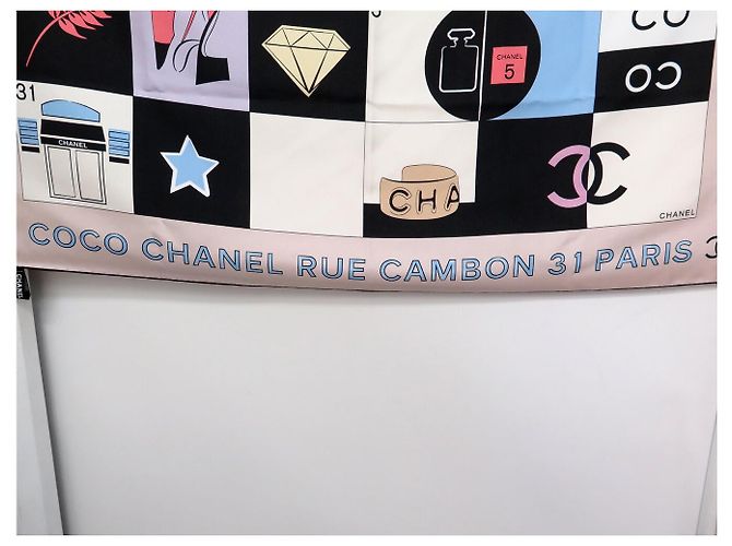 FULAR IN SETA CHANEL CC TIMELESS CAMBON CAMELIA COCO CARRÉ 90 Multicolore - vista 6