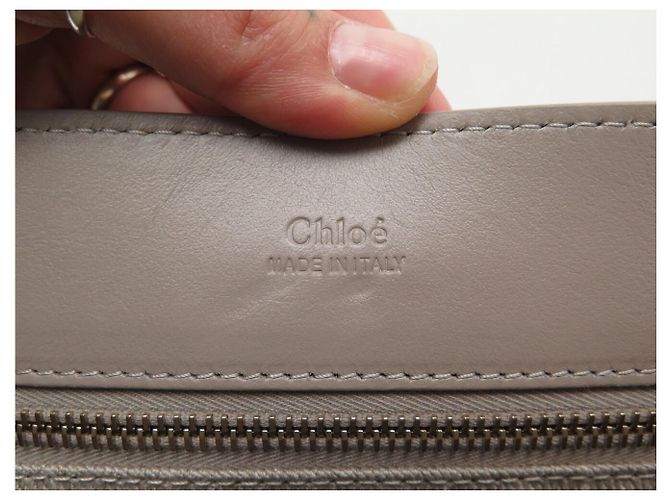 Chloé NUOVA BORSA A MANO CHLOE TESS IN PELLE GRAIN GRIGIA A SPALLA Grigio - vista 12