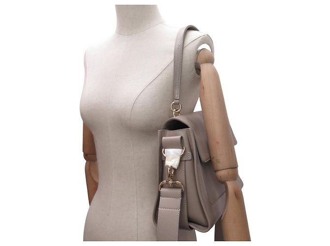 Chloé NUOVA BORSA A MANO CHLOE TESS IN PELLE GRAIN GRIGIA A SPALLA Grigio - vista 8