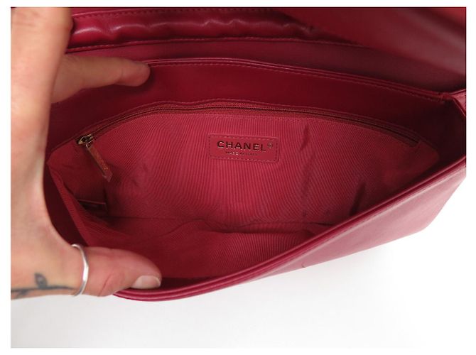 BORSA CHANEL TIMELESS SIMPLE FLAP CAMELIA IN VELLUTO A SPALLA Rosso - vista 11