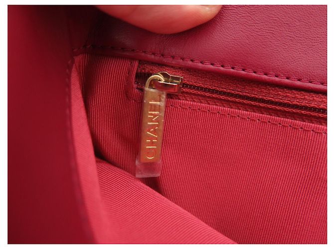 BORSA CHANEL TIMELESS SIMPLE FLAP CAMELIA IN VELLUTO A SPALLA Rosso - vista 15