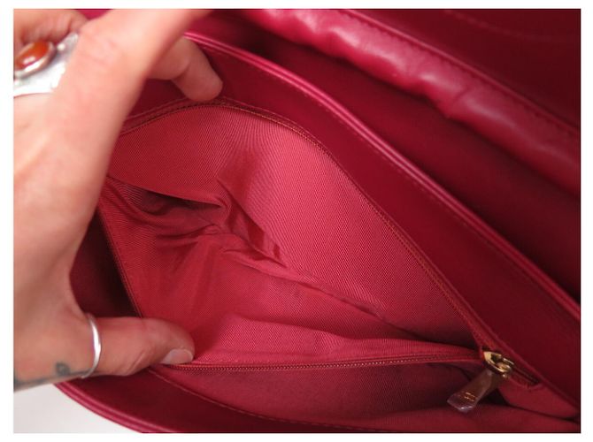 BORSA CHANEL TIMELESS SIMPLE FLAP CAMELIA IN VELLUTO A SPALLA Rosso - vista 16