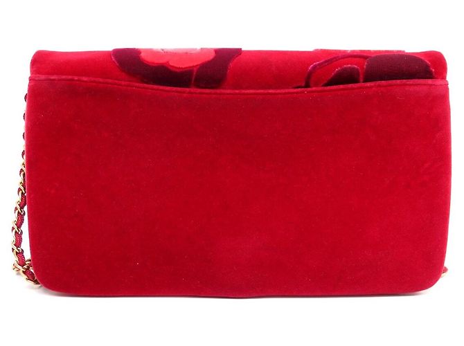 BORSA CHANEL TIMELESS SIMPLE FLAP CAMELIA IN VELLUTO A SPALLA Rosso - vista 2