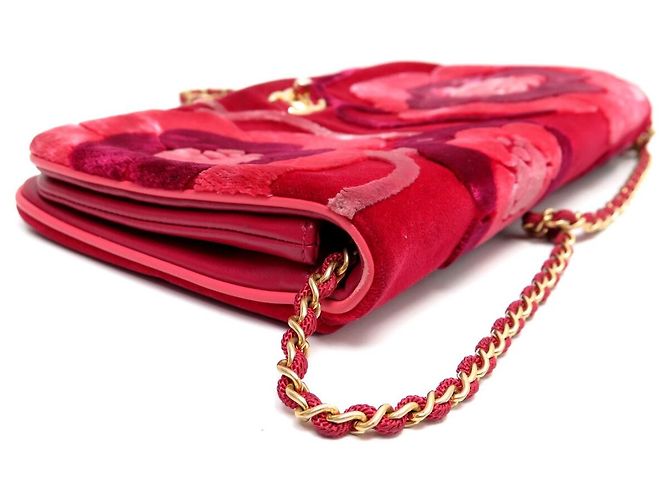 BORSA CHANEL TIMELESS SIMPLE FLAP CAMELIA IN VELLUTO A SPALLA Rosso - vista 4