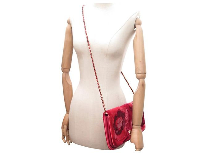 BORSA CHANEL TIMELESS SIMPLE FLAP CAMELIA IN VELLUTO A SPALLA Rosso - vista 6