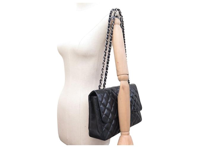 BORSA CHANEL TIMELESS JUMBO FLAP PELLE MATELASSÉ NERO - vista 6