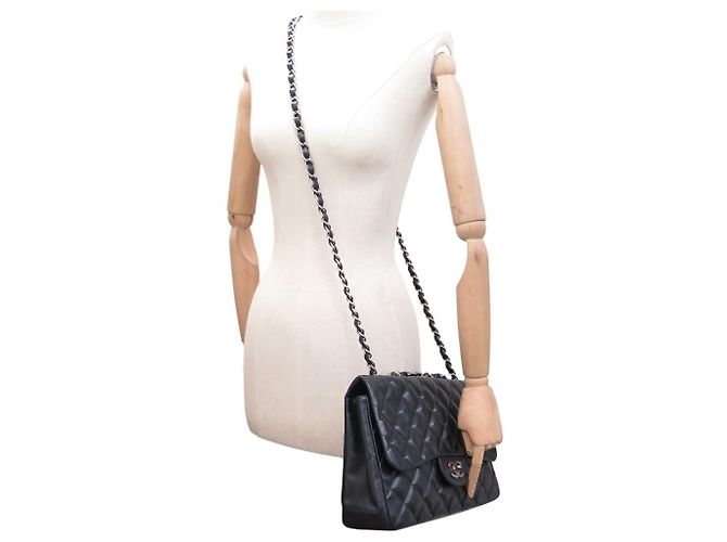 BORSA CHANEL TIMELESS JUMBO FLAP PELLE MATELASSÉ NERO - vista 7