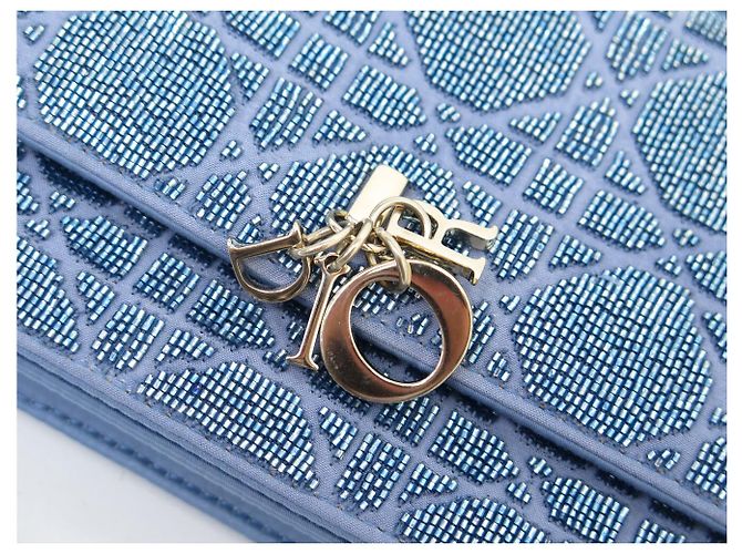 Christian Dior NUOVA BORSA MY DIOR MINI MICRO PERLE CANNAGE S0980OIBE BLU - vista 5