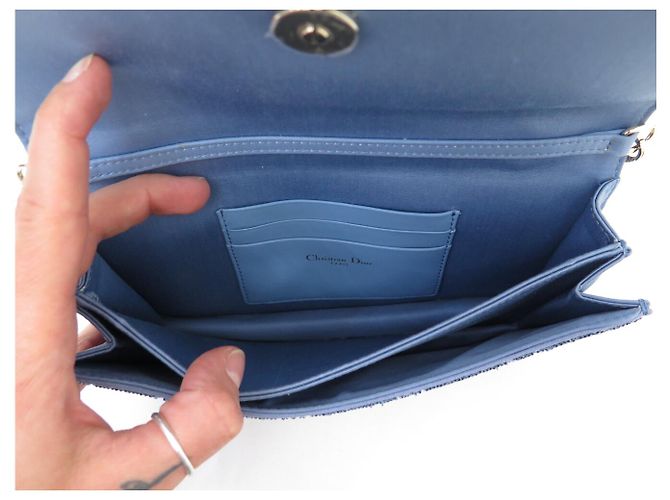 Christian Dior NUOVA BORSA MY DIOR MINI MICRO PERLE CANNAGE S0980OIBE BLU - vista 8