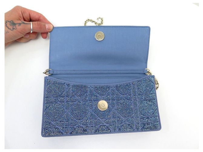 Christian Dior NUOVA BORSA MY DIOR MINI MICRO PERLE CANNAGE S0980OIBE BLU - vista 9