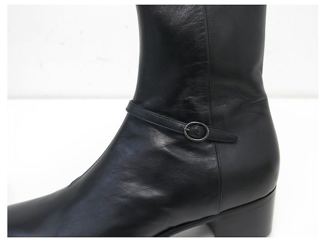 STIVALETTI SAINT LAURENT VLAD 802358 IN PELLE NERA TAGLIA 45 NUOVI Nero - vista 13