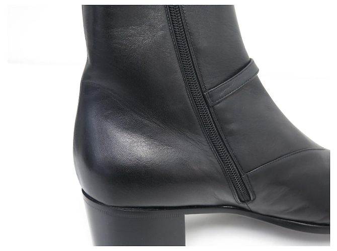 STIVALETTI SAINT LAURENT VLAD 802358 IN PELLE NERA TAGLIA 45 NUOVI Nero - vista 14