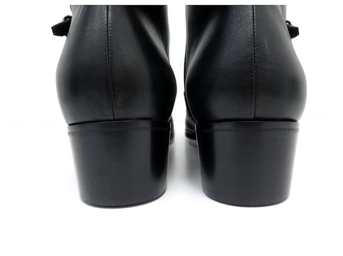 STIVALETTI SAINT LAURENT VLAD 802358 IN PELLE NERA TAGLIA 45 NUOVI Nero - vista 5