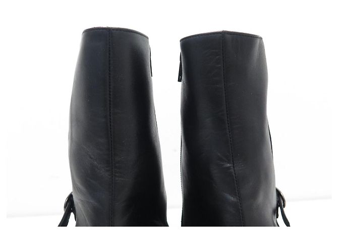 STIVALETTI SAINT LAURENT VLAD 802358 IN PELLE NERA TAGLIA 45 NUOVI Nero - vista 6