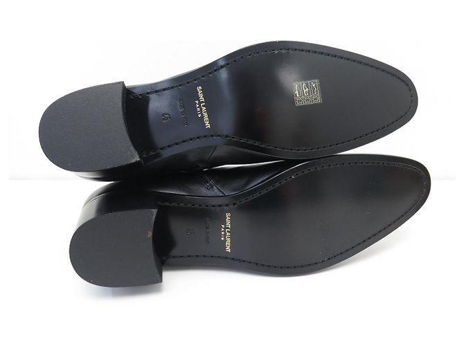 STIVALETTI SAINT LAURENT VLAD 802358 IN PELLE NERA TAGLIA 45 NUOVI Nero - vista 8