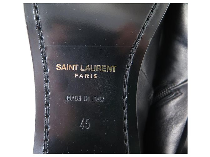 STIVALETTI SAINT LAURENT VLAD 802358 IN PELLE NERA TAGLIA 45 NUOVI Nero - vista 9