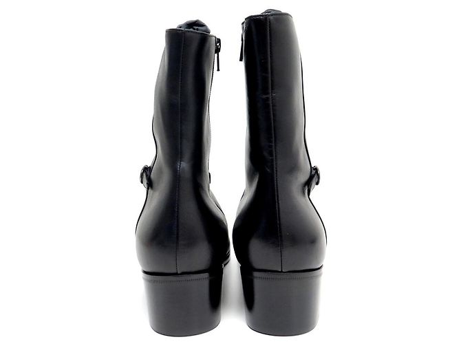 STIVALETTI SAINT LAURENT VLAD 802358 TAGLIA 45 IN PELLE NERA NUOVI Nero - vista 5