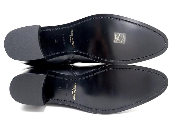STIVALETTI SAINT LAURENT VLAD 802358 TAGLIA 45 IN PELLE NERA NUOVI Nero - vista 6