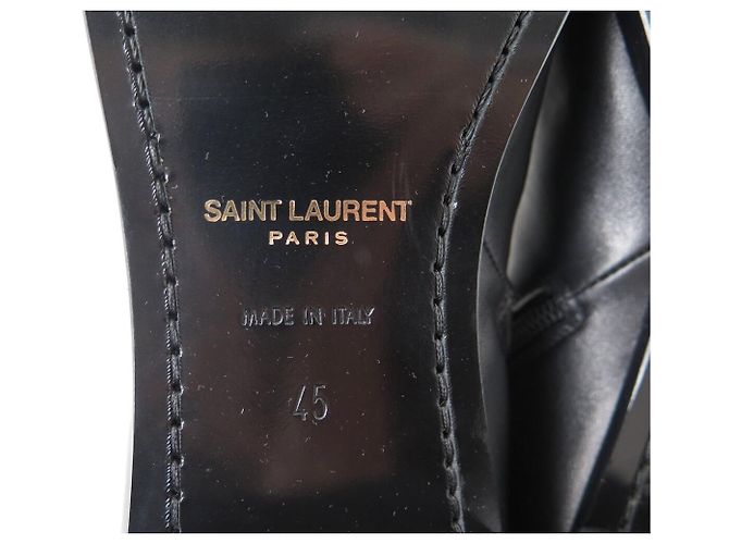 STIVALETTI SAINT LAURENT VLAD 802358 TAGLIA 45 IN PELLE NERA NUOVI Nero - vista 7