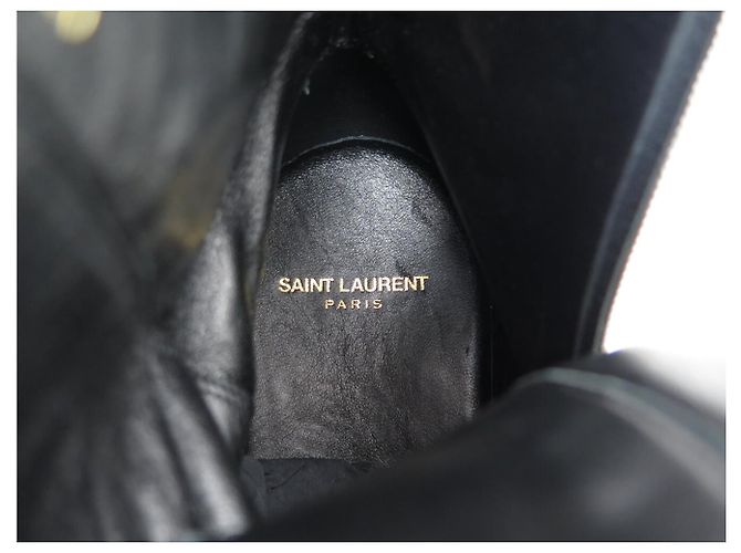 STIVALETTI SAINT LAURENT VLAD 802358 TAGLIA 45 IN PELLE NERA NUOVI Nero - vista 9