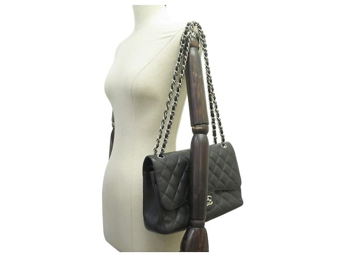 Timeless BORSA CHANEL CLASSIC TIMLESS JUMBO IN PELLE CAVIAR MATELASSÉ NERO - vista 6