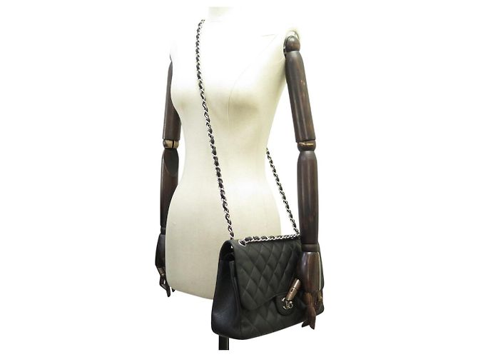 Timeless BORSA CHANEL CLASSIC TIMLESS JUMBO IN PELLE CAVIAR MATELASSÉ NERO - vista 7