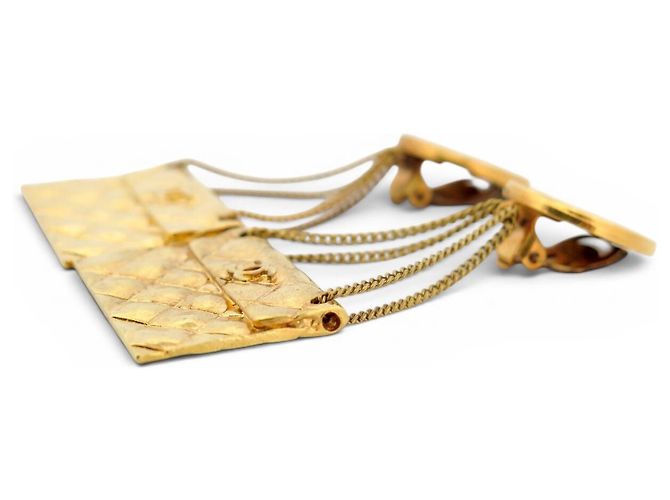 ORECCHINI CHANEL MEDAILLON CC PENDANT CHARM TIMELESS CLIPS D'oro - vista 2