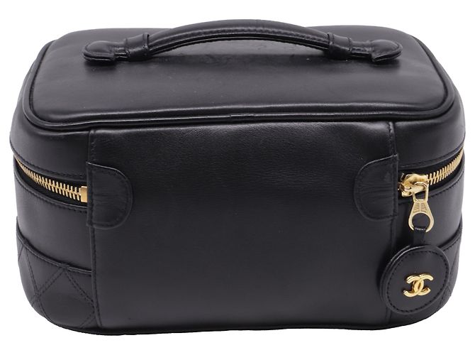 Beauty case Chanel Quilted Accent in pelle di agnello nero - vista 4