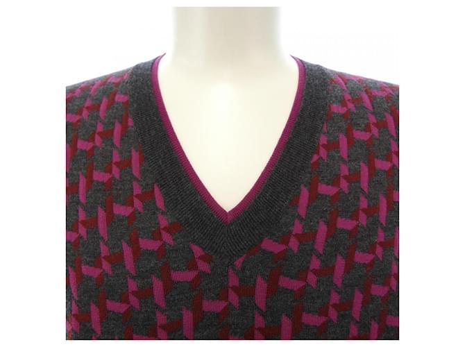 Hermès Hermes Strickwaren Pink Rot Grau - Ansicht 5