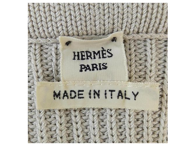 Top de punto de seda Hermès beige - vista 4
