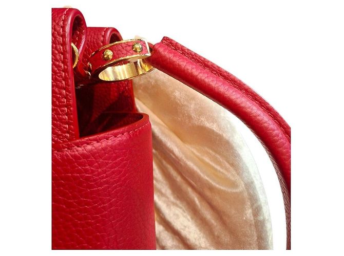 Louis Vuitton Capucines Borsa in Pelle Taurillon Rossa Rosso - vista 19