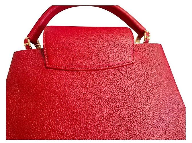 Louis Vuitton Capucines Borsa in Pelle Taurillon Rossa Rosso - vista 4